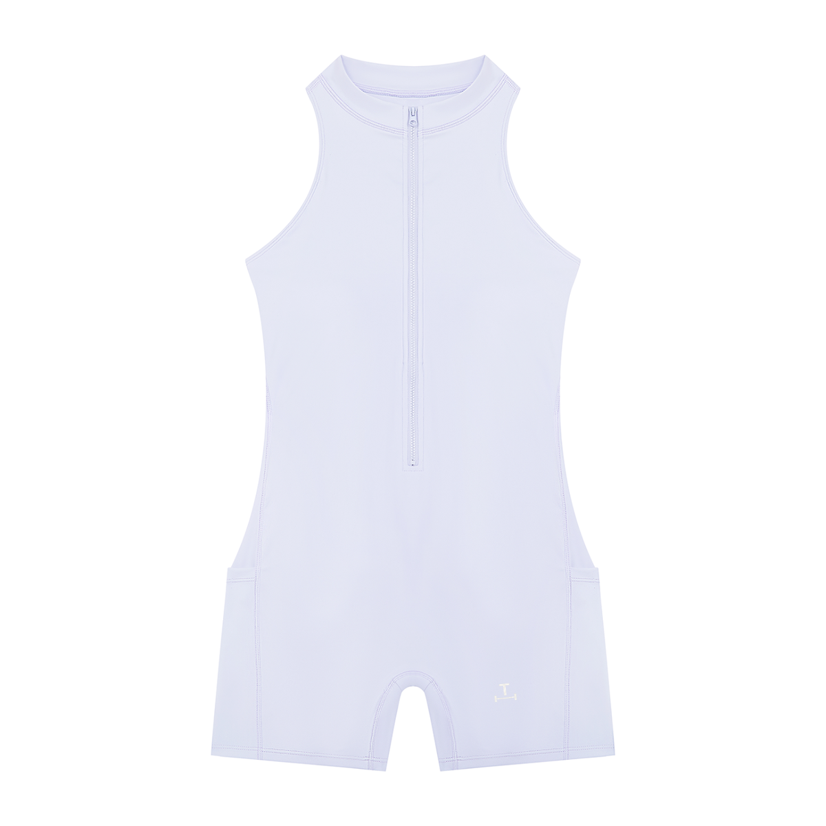TENSILE Quarter-Zip Yoga Romper in Lilas