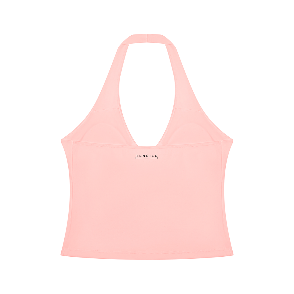 Ruched Halter Crop in Blush, back