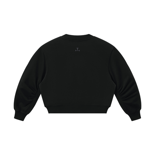 Crop V-Neck Sweatshirt in Noir, back