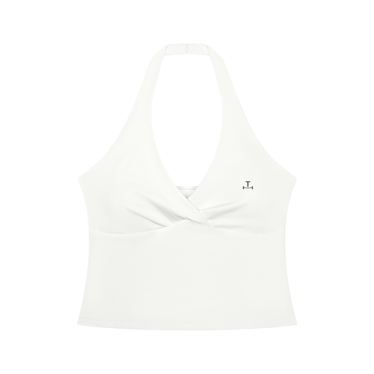 Ruched Halter Crop in Blanc, front