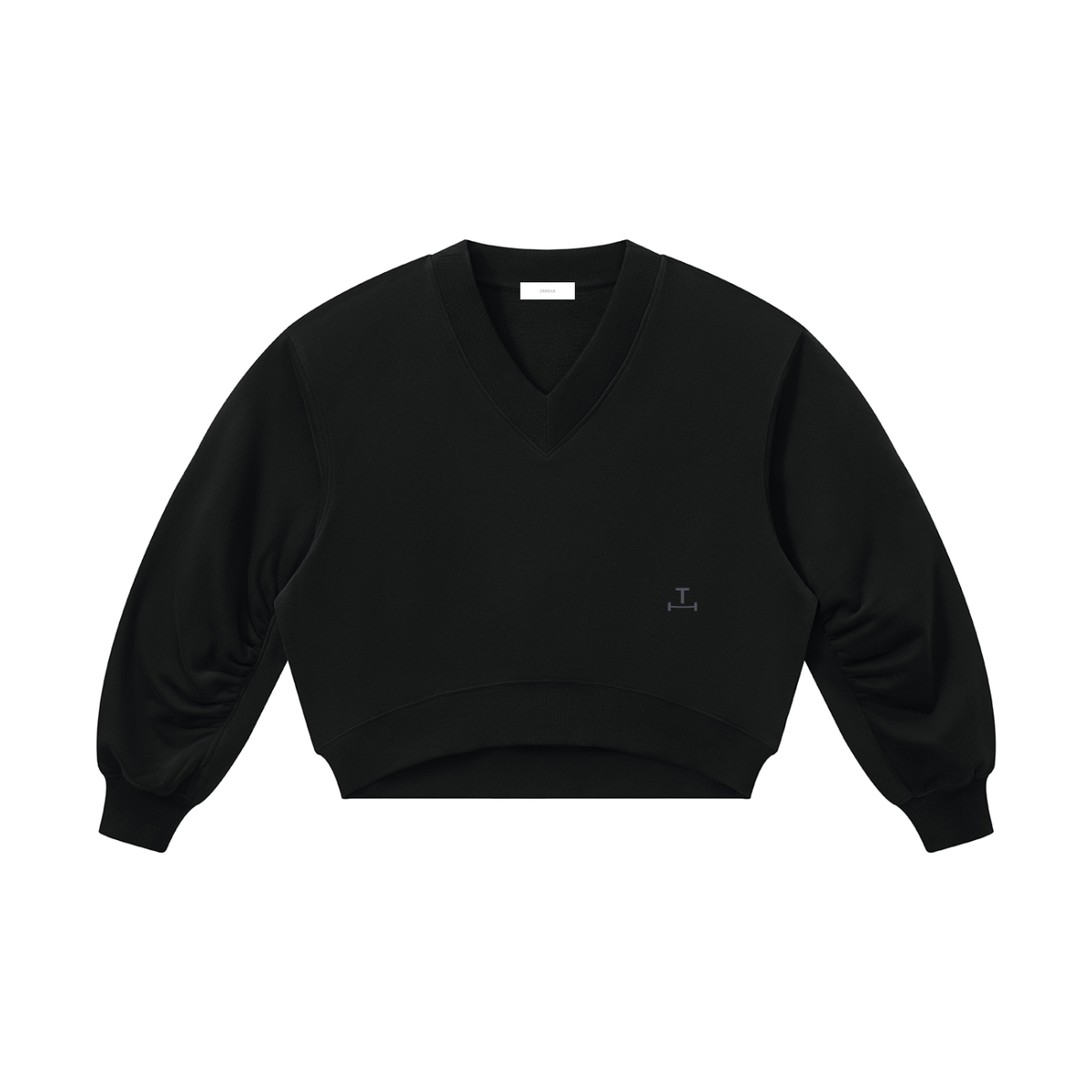 TENSILE Crop V-Neck Sweatshirt in Noir