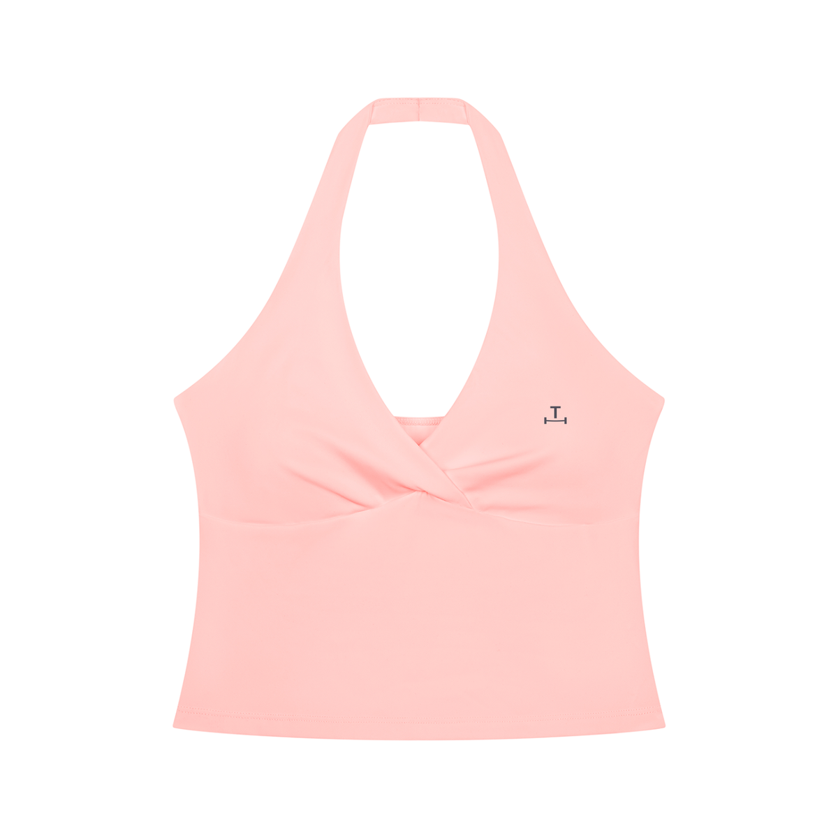 Ruched Halter Crop in Blush, front