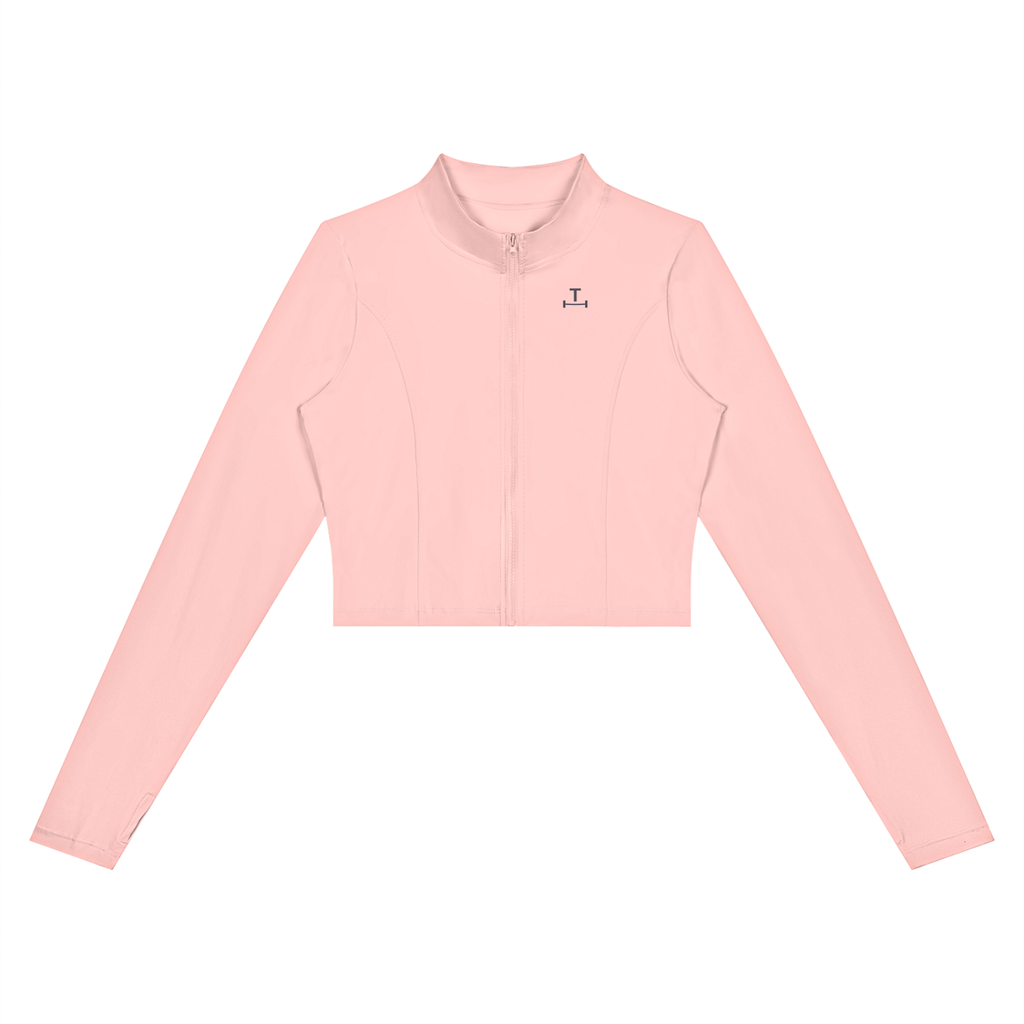 Crop Zip Jacket in Blush, front