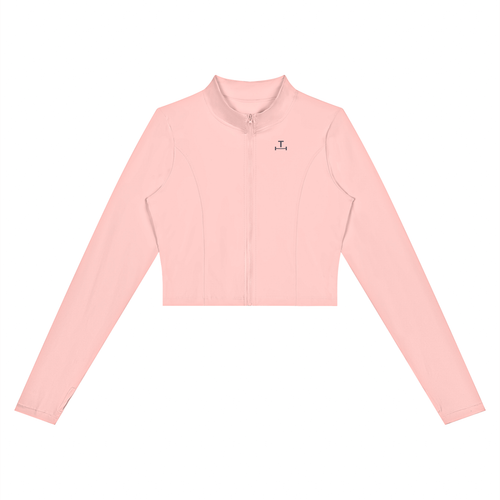Crop Zip Jacket in Blush, front