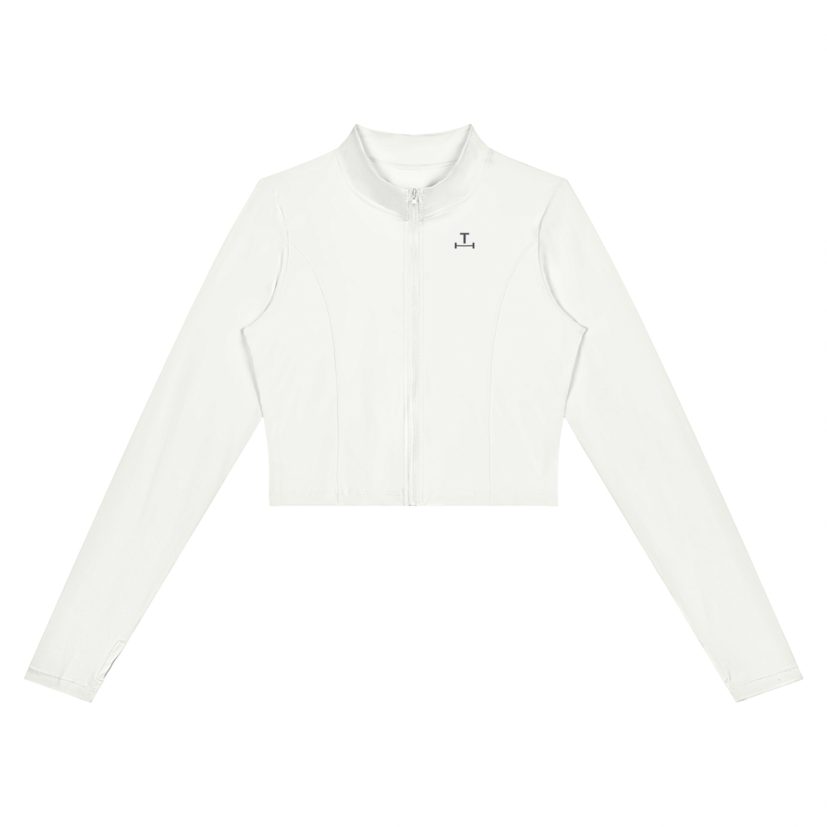 Crop Zip Jacket in Blanc, front
