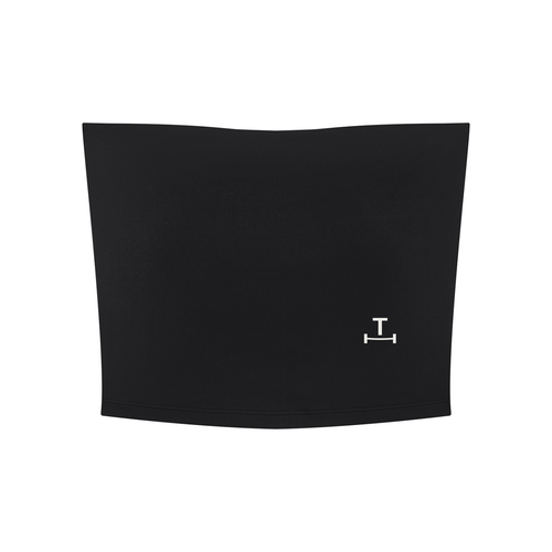 Cropped Tube Top in Noir, front