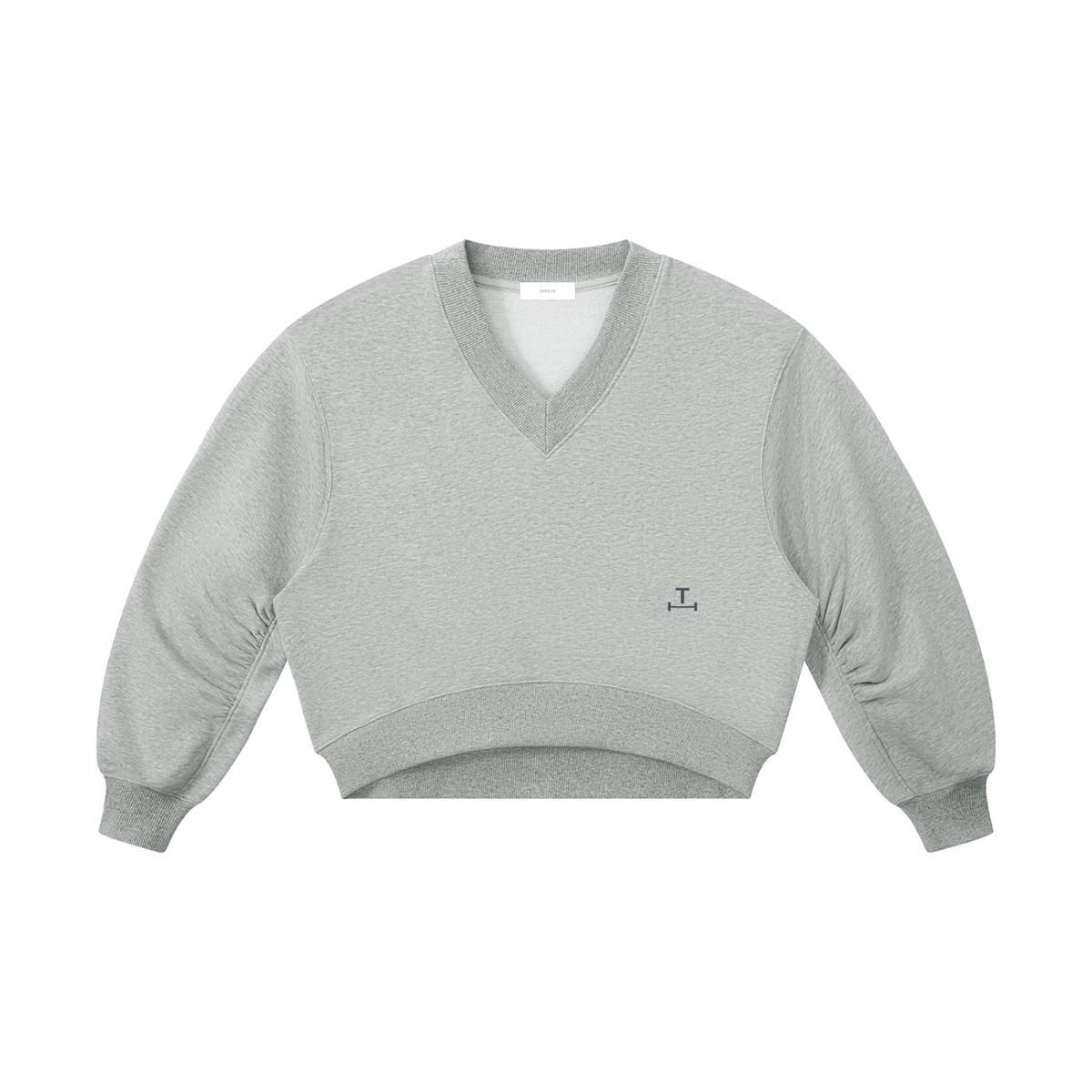 TENSILE Crop V-Neck Sweatshirt in Brume